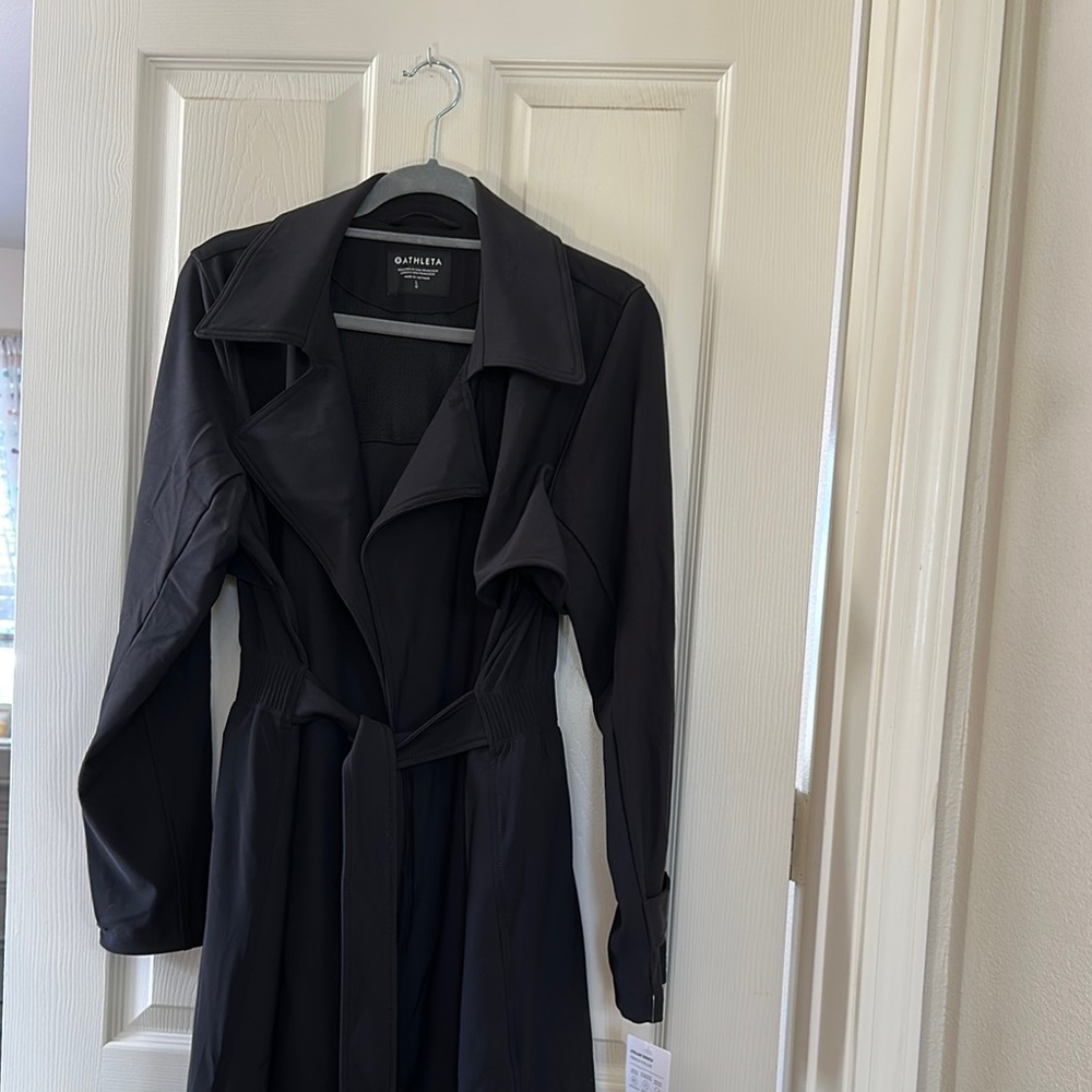 Athleta Black Women's Trench Coat size L new with tags attached